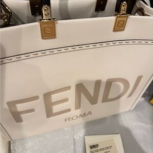 Fendi Cream Tote with Gold Accents
